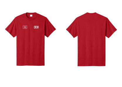 NYC Factory Custom Logo Crew T-Shirt, Condensed Lettering - CREW + Your Logo - Red