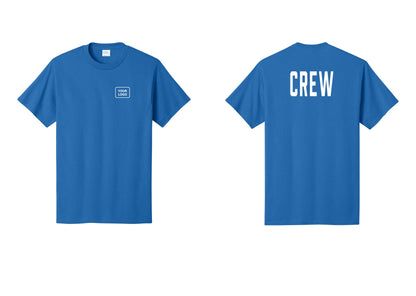 NYC Factory Custom Logo Crew T-Shirt, Condensed Lettering - Your Logo + Back - Royal