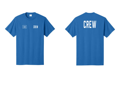 NYC Factory Custom Logo Crew T-Shirt, Condensed Lettering - CREW + Your Logo + Back - Royal