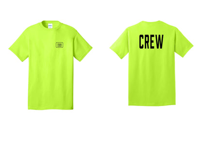NYC Factory Custom Work Crew Uniform Tee with Your Logo (Classic) - Your Logo + Back - Safety Green