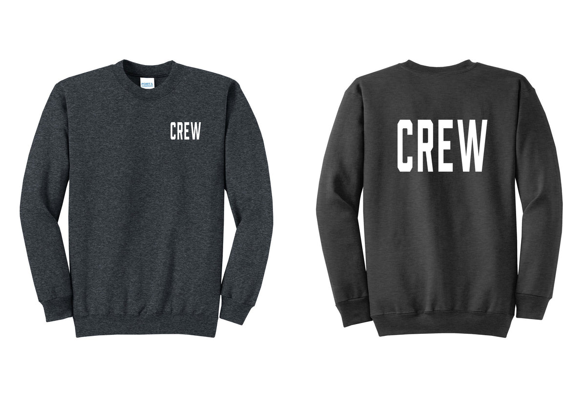 NYC Factory Crew Cotton Fleece Crewneck Sweatshirt for Event Staff & Production Teams (Classic) - Chest + Back - Dark Heather Grey