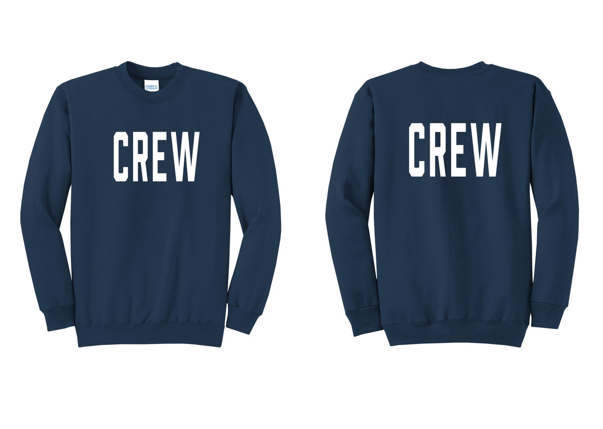 NYC Factory Crew Cotton Fleece Crewneck Sweatshirt for Event Staff & Production Teams (Classic) - Front + Back - Navy