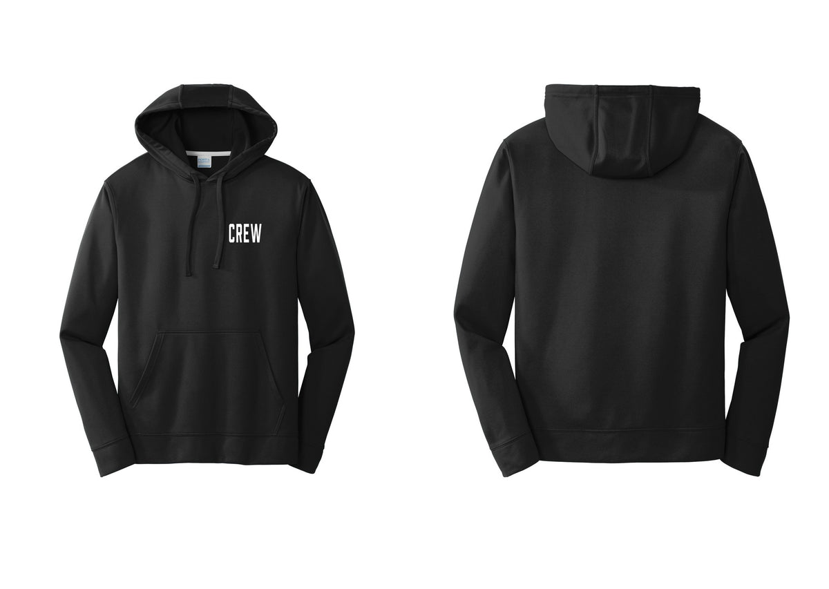 NYC Factory Crew Performance Hooded Fleece Pullover Sweatshirt for Event Staff & Production Teams (Classic) - Chest Only - Black