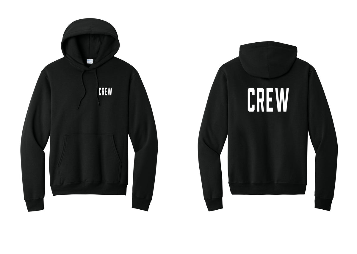 NYC Factory Crew Cotton Fleece Pullover Hoodie for Event Staff & Production Teams (Classic) - Chest + Back - Black