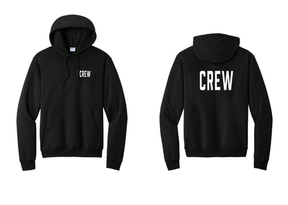 NYC Factory Crew Cotton Fleece Pullover Hoodie for Event Staff & Production Teams (Classic) - Chest + Back - Black