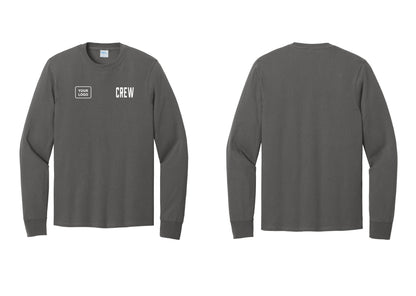 NYC Factory Custom Work Crew Uniform Cotton Long Sleeve Tee with Your Logo (Classic) - CREW + Your Logo - Charcoal