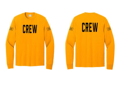 NYC Factory Custom Work Crew Uniform Cotton Long Sleeve Tee with Your Logo (Classic) - Front + Back + Your Logo Sleeves - Gold