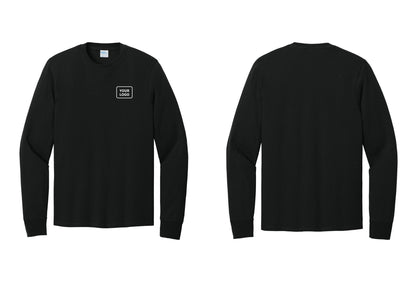 NYC Factory Custom Work Crew Uniform Cotton Long Sleeve Tee with Your Logo (Classic) - Your Logo Only - Black