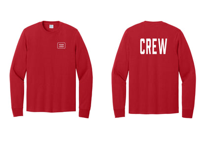 NYC Factory Custom Work Crew Uniform Cotton Long Sleeve Tee with Your Logo (Classic) - Your Logo + Back - Red