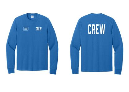 NYC Factory Custom Work Crew Uniform Cotton Long Sleeve Tee with Your Logo (Classic) - CREW + Your Logo + Back - Royal