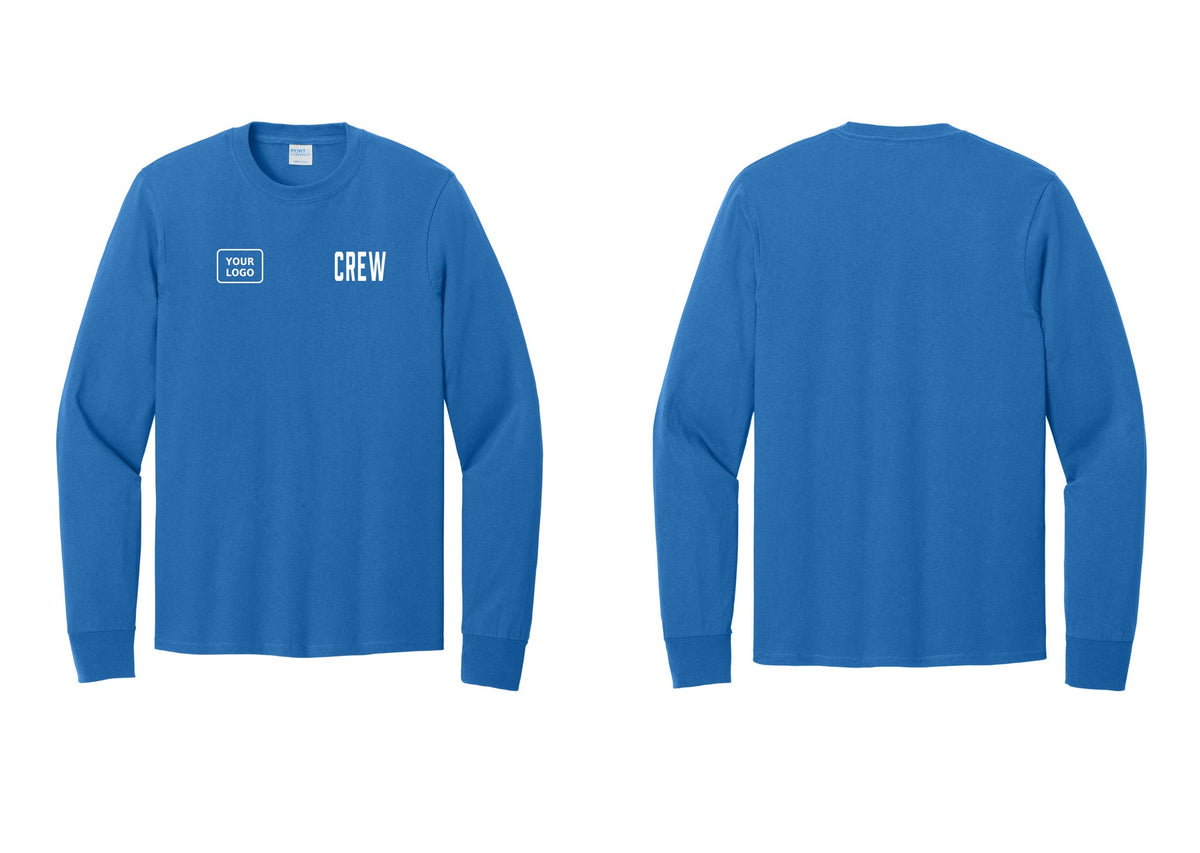 NYC Factory Custom Work Crew Uniform Cotton Long Sleeve Tee with Your Logo (Classic) - CREW + Your Logo - Royal