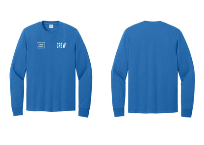 NYC Factory Custom Work Crew Uniform Cotton Long Sleeve Tee with Your Logo (Classic) - CREW + Your Logo - Royal