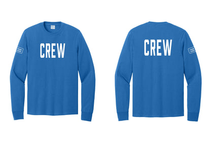 NYC Factory Custom Work Crew Uniform Cotton Long Sleeve Tee with Your Logo (Classic) - Front + Back + Your Logo Sleeve - Royal