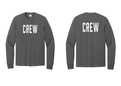 NYC Factory Crew Cotton Long Sleeve T-Shirt for Event Staff & Production Teams (Classic) - Front + Back - Charcoal