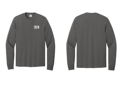NYC Factory Crew Cotton Long Sleeve T-Shirt for Event Staff & Production Teams (Classic) - Chest Only - Charcoal