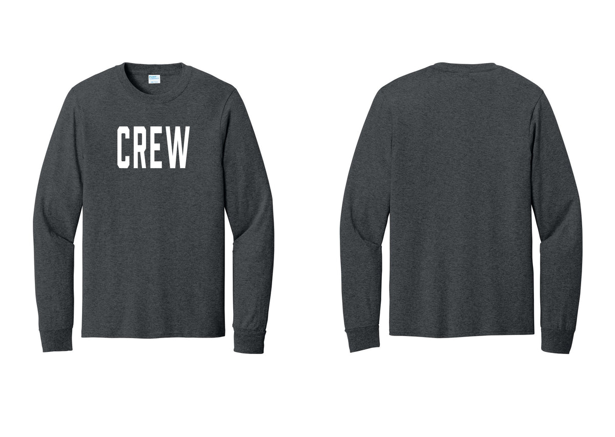NYC Factory Crew Cotton Long Sleeve T-Shirt for Event Staff & Production Teams (Classic) - Front Only - Dark Heather Grey