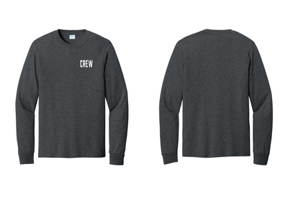 NYC Factory Crew Cotton Long Sleeve T-Shirt for Event Staff & Production Teams (Classic) - Chest Only - Dark Heather Grey