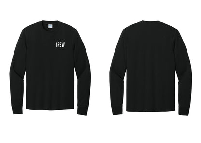 NYC Factory Crew Cotton Long Sleeve T-Shirt for Event Staff & Production Teams (Classic) - Chest Only - Black