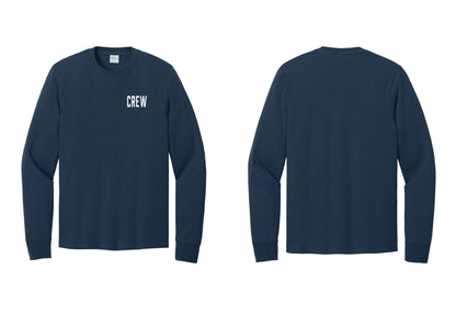 NYC Factory Crew Cotton Long Sleeve T-Shirt for Event Staff & Production Teams (Classic) - Chest Only - Navy