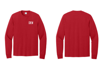 NYC Factory Crew Cotton Long Sleeve T-Shirt for Event Staff & Production Teams (Classic) - Chest Only - Red