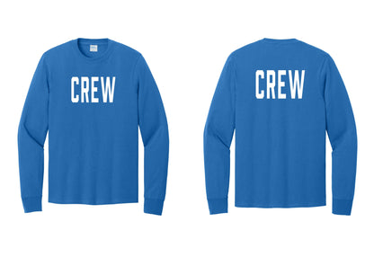 NYC Factory Crew Cotton Long Sleeve T-Shirt for Event Staff & Production Teams (Classic) - Front + Back - Royal