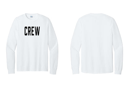 NYC Factory Crew Cotton Long Sleeve T-Shirt for Event Staff & Production Teams (Classic) - Front Only - White