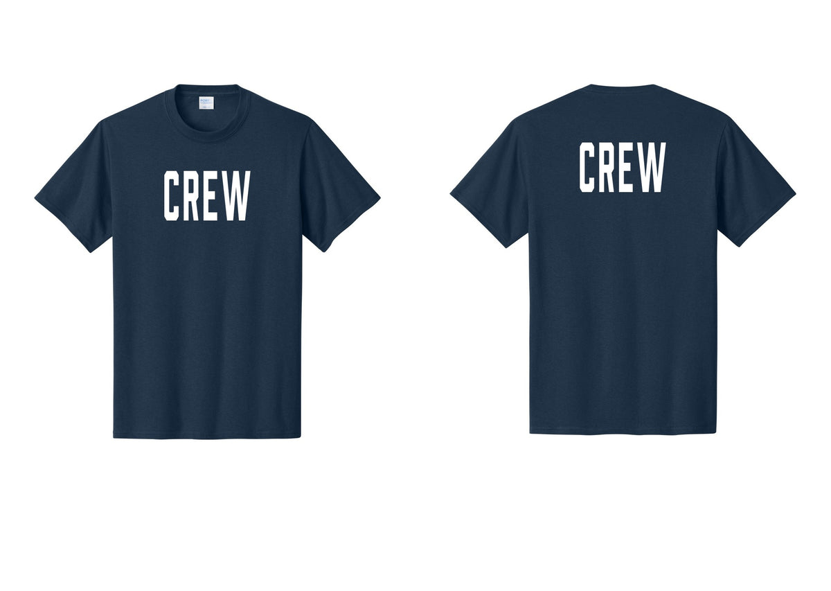 NYC Factory Crew T-Shirt, Condensed Lettering - Front + Back - Navy