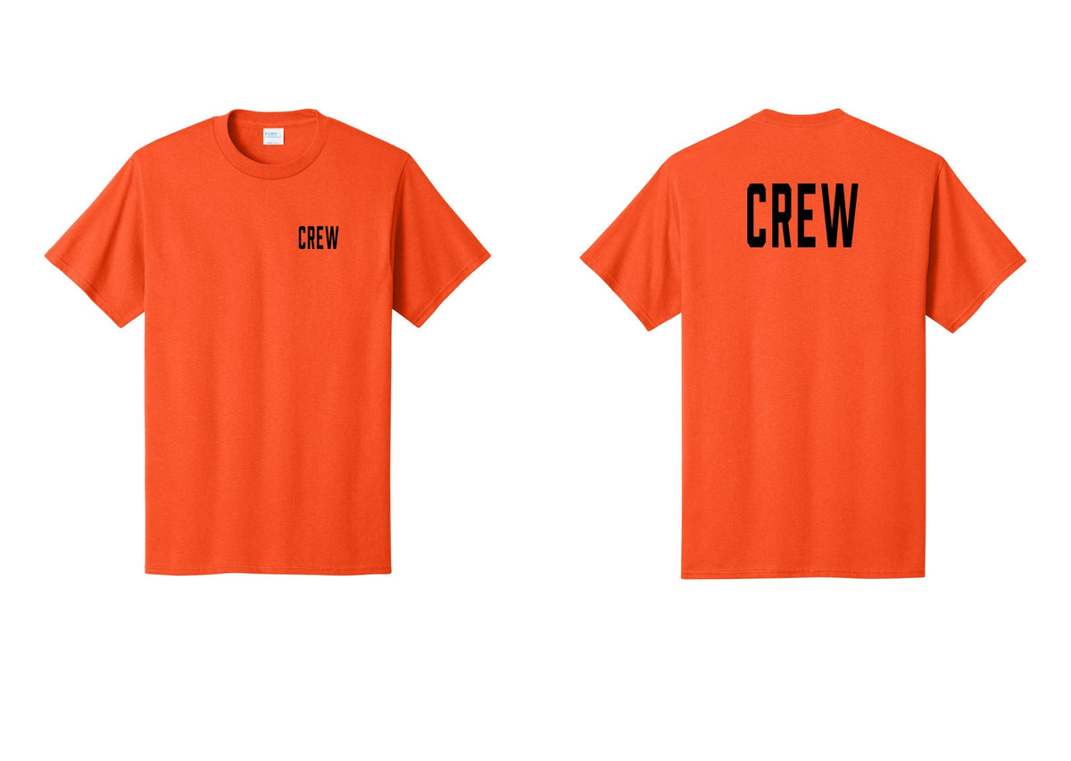 NYC Factory Crew T-Shirt, Condensed Lettering - Chest + Back - Orange