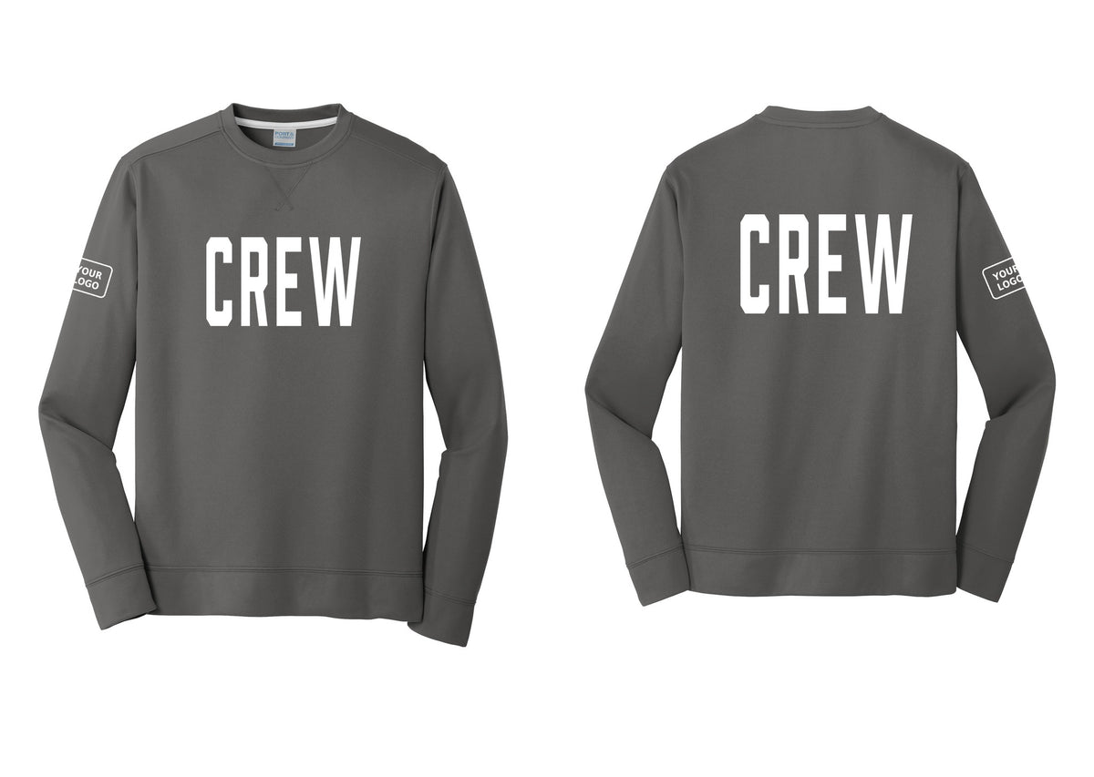 NYC Factory Custom Work Crew Uniform Performance Fleece Crewneck Sweatshirt with Your Logo (Classic) - Front + Back + Your Logo Sleeve - Charcoal
