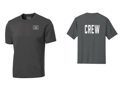 NYC Factory Custom Work Crew Uniform Performance Tee with Your Logo (Classic) - Your Logo + Back - Charcoal