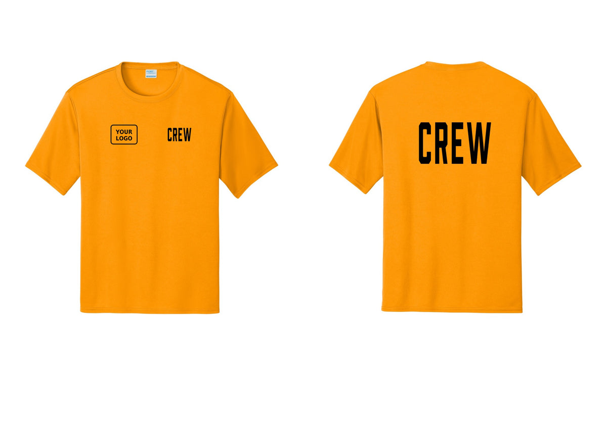 NYC Factory Custom Work Crew Uniform Performance Tee with Your Logo (Classic) - CREW + Your Logo + Back - Gold