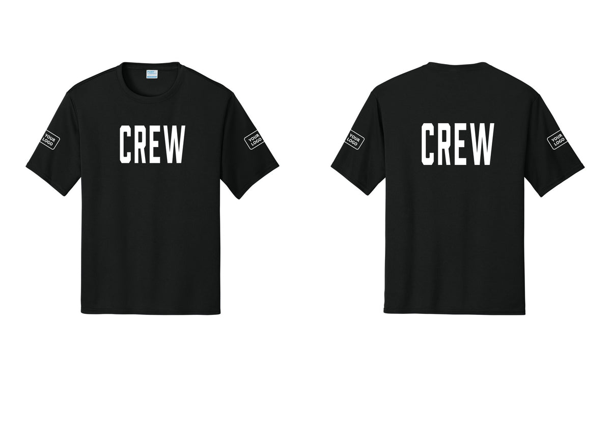 NYC Factory Custom Work Crew Uniform Performance Tee with Your Logo (Classic) - Front + Back + Your Logo Sleeves - Black