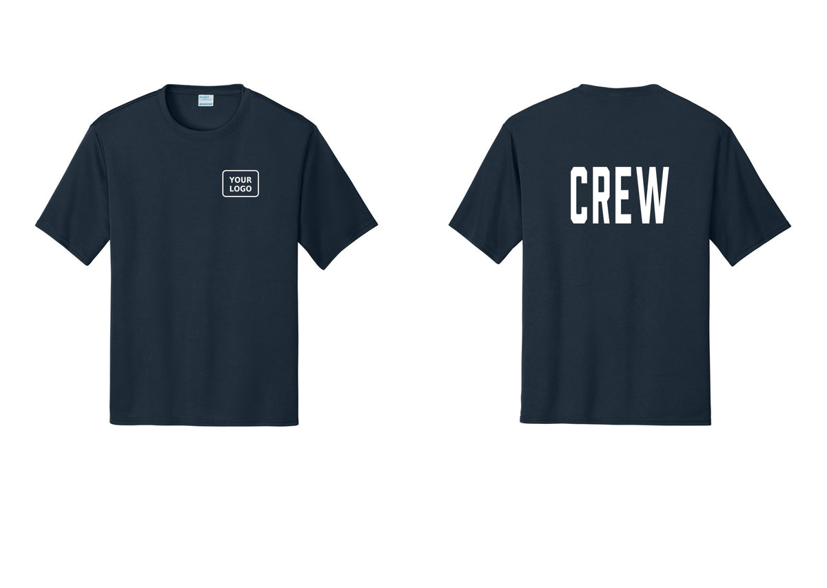 NYC Factory Custom Work Crew Uniform Performance Tee with Your Logo (Classic) - Your Logo + Back - Navy