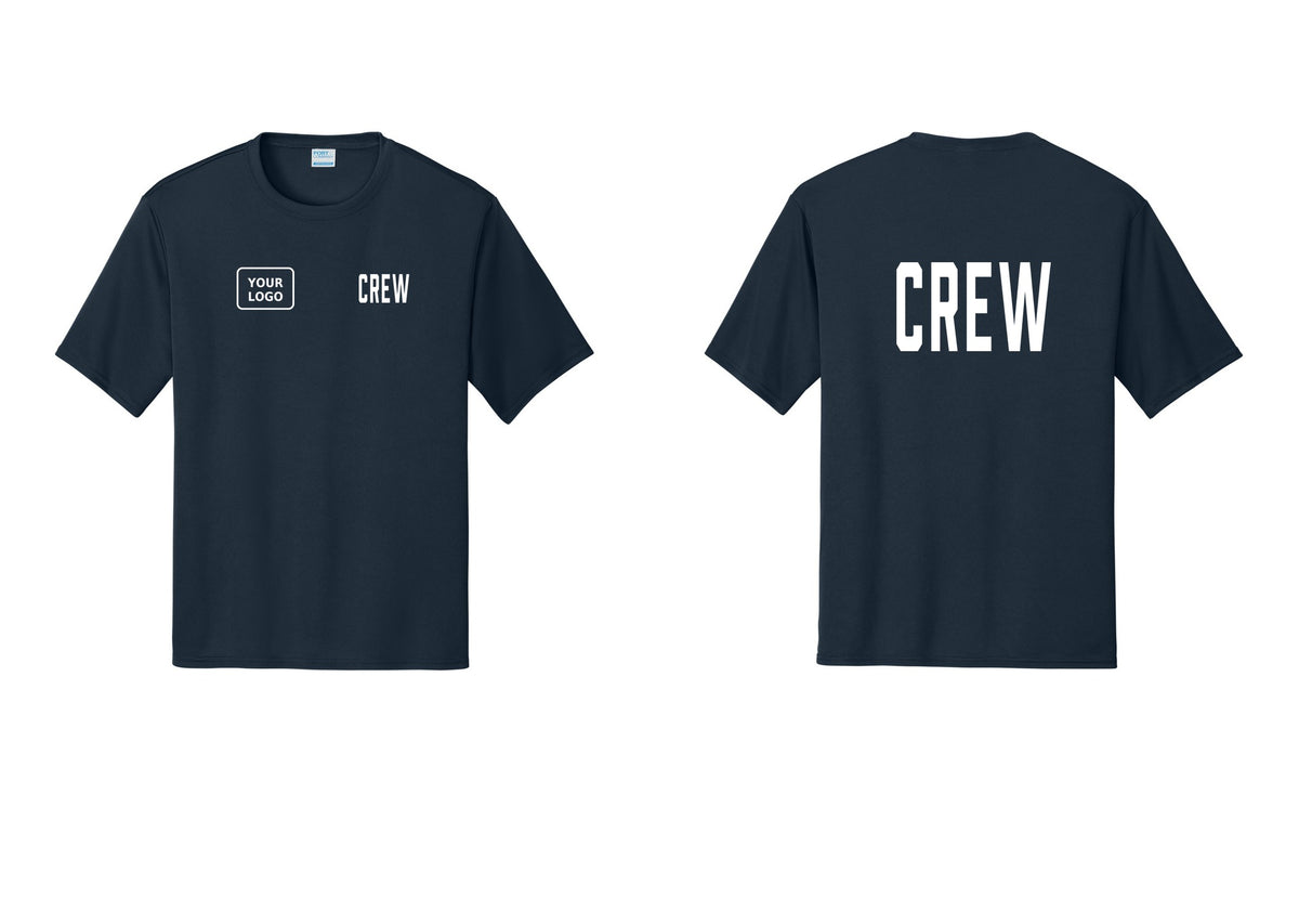 NYC Factory Custom Work Crew Uniform Performance Tee with Your Logo (Classic) - CREW + Your Logo + Back - Navy
