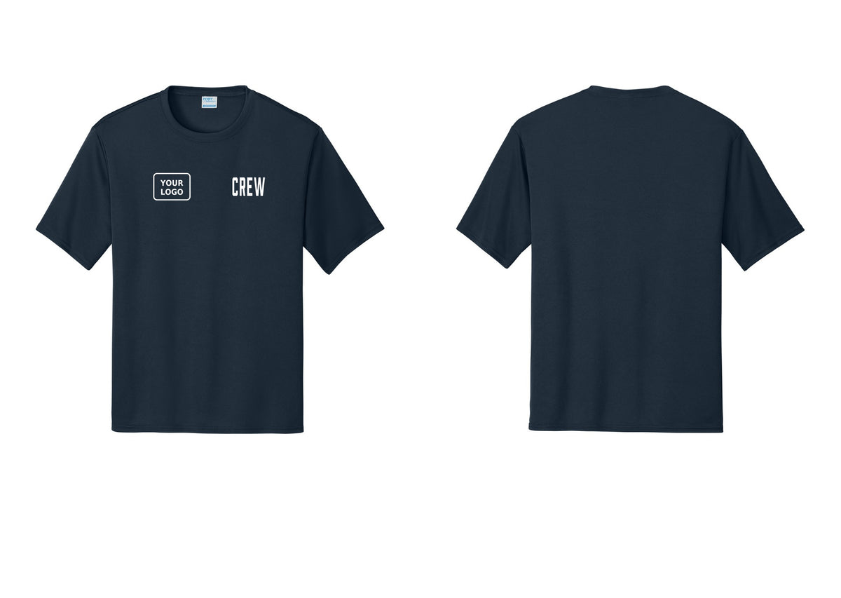 NYC Factory Custom Work Crew Uniform Performance Tee with Your Logo (Classic) - CREW + Your Logo - Navy