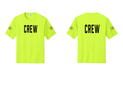 NYC Factory Custom Work Crew Uniform Performance Tee with Your Logo (Classic) - Front + Back + Your Logo Sleeves - Neon Yellow