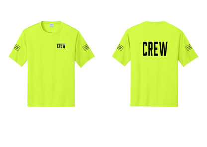 NYC Factory Custom Work Crew Uniform Performance Tee with Your Logo (Classic) - Chest + Back + Your Logo Sleeves - Neon Yellow