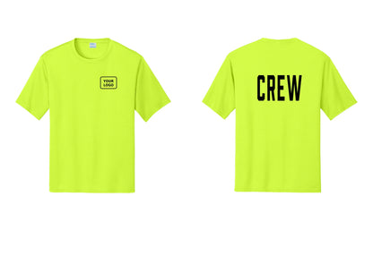 NYC Factory Custom Work Crew Uniform Performance Tee with Your Logo (Classic) - Your Logo + Back - Neon Yellow