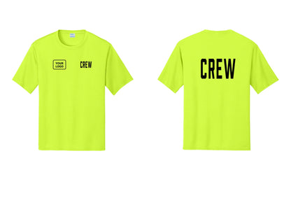 NYC Factory Custom Work Crew Uniform Performance Tee with Your Logo (Classic) - CREW + Your Logo + Back - Neon Yellow