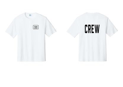 NYC Factory Custom Work Crew Uniform Performance Tee with Your Logo (Classic) - Your Logo + Back - White