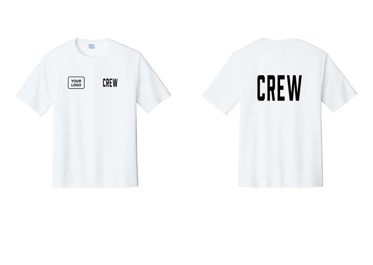 NYC Factory Custom Work Crew Uniform Performance Tee with Your Logo (Classic) - CREW + Your Logo + Back - White