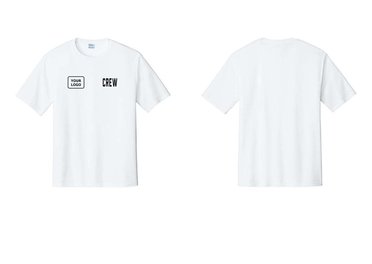 NYC Factory Custom Work Crew Uniform Performance Tee with Your Logo (Classic) - CREW + Your Logo - White