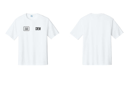 NYC Factory Custom Work Crew Uniform Performance Tee with Your Logo (Classic) - CREW + Your Logo - White