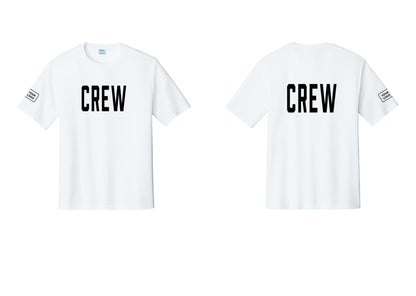 NYC Factory Custom Work Crew Uniform Performance Tee with Your Logo (Classic) - Front + Back + Your Logo Sleeve - White