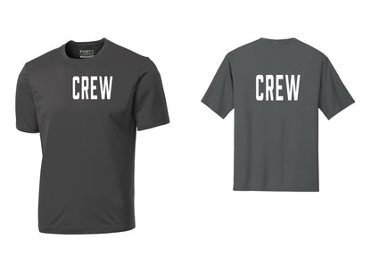 NYC Factory Crew Performance T-Shirt for Event Staff & Production Teams (Classic) - Front + Back - Charcoal