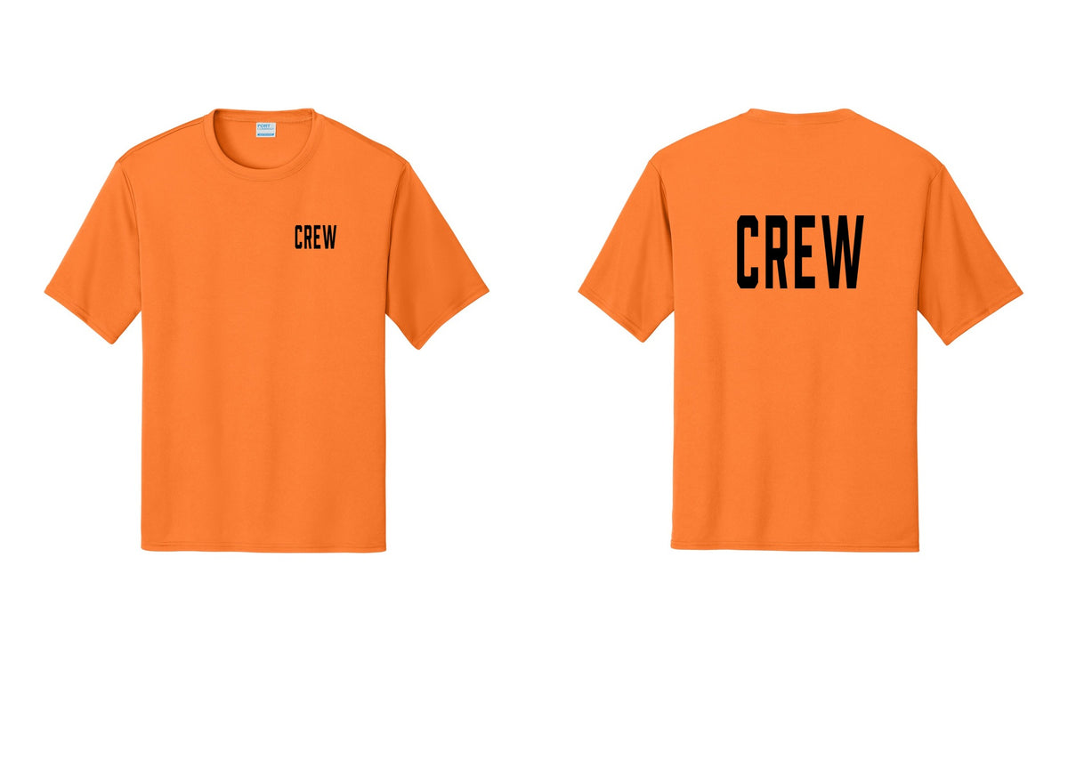 NYC Factory Crew Performance T-Shirt for Event Staff & Production Teams (Classic) - Chest + Back - Neon Orange