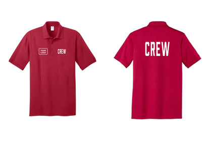 NYC Factory Custom Work Crew Uniform Polo Shirt with Your Logo (Classic) - CREW + Your Logo + Back - Red