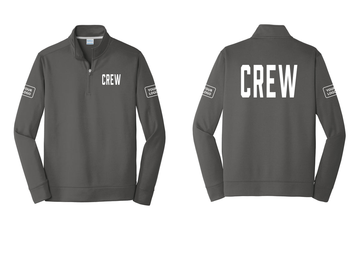 NYC Factory Custom Work Crew Uniform Performance Fleece 1/4-Zip Pullover Sweatshirt with Your Logo (Classic) - Chest + Back + Your Logo Sleeves - Charcoal