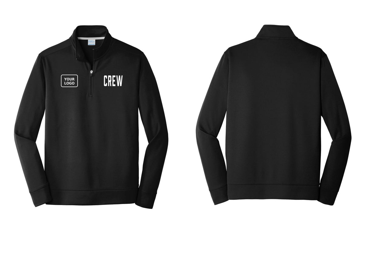 NYC Factory Custom Work Crew Uniform Performance Fleece 1/4-Zip Pullover Sweatshirt with Your Logo (Classic) - CREW + Your Logo - Black