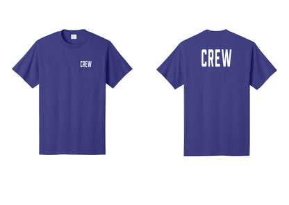 NYC Factory Crew T-Shirt, Condensed Lettering - Chest + Back - Purple